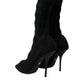 Black Stiletto Heels Mid Calf Boots Shoes