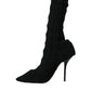 Black Stiletto Heels Mid Calf Boots Shoes