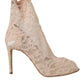 Beige Stretch Taormina Lace Boots Shoes