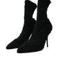 Black Stiletto Heels Mid Calf Boots Shoes