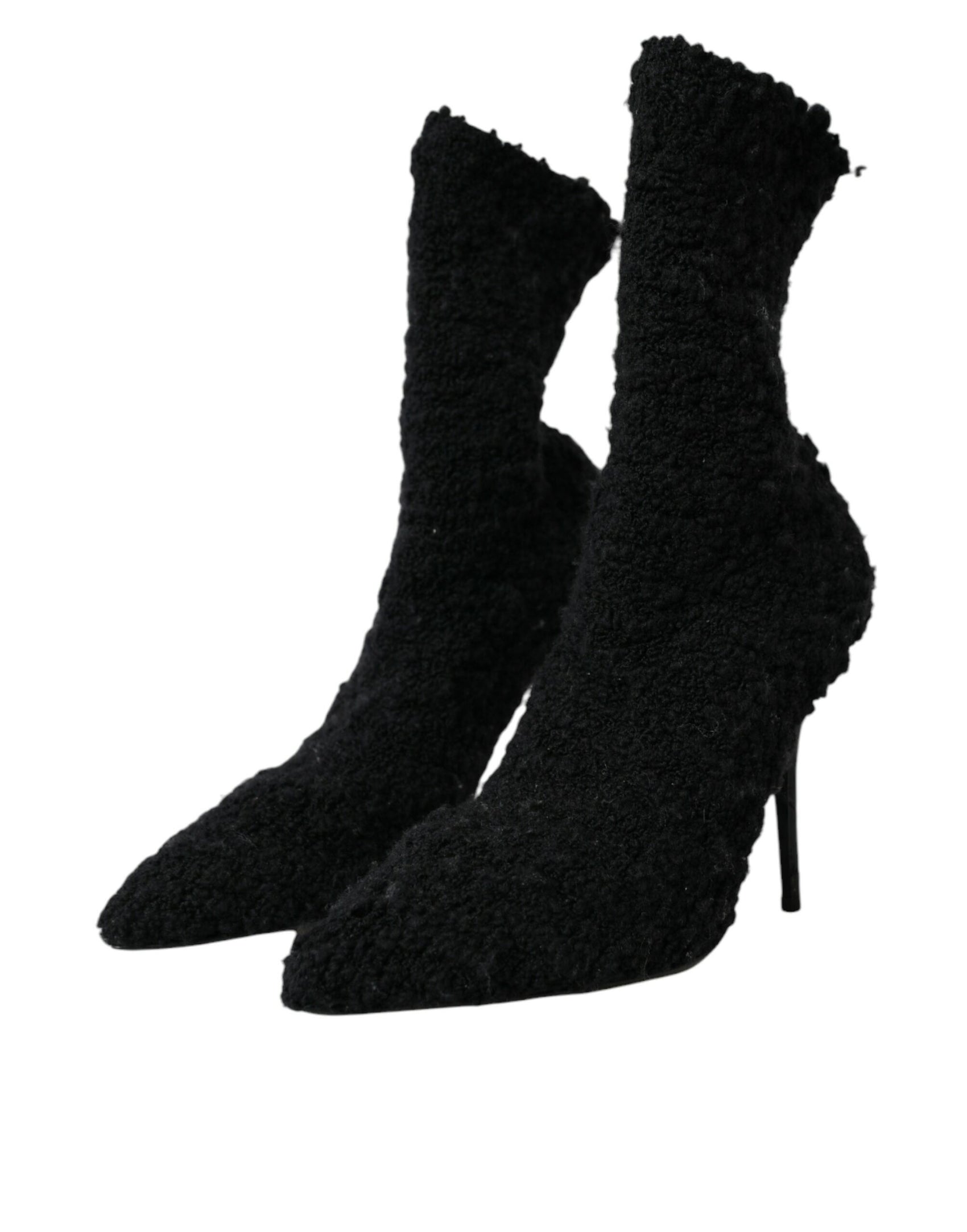 Schwarze Stiletto Heels Mid Calf Stiefel Schuhe