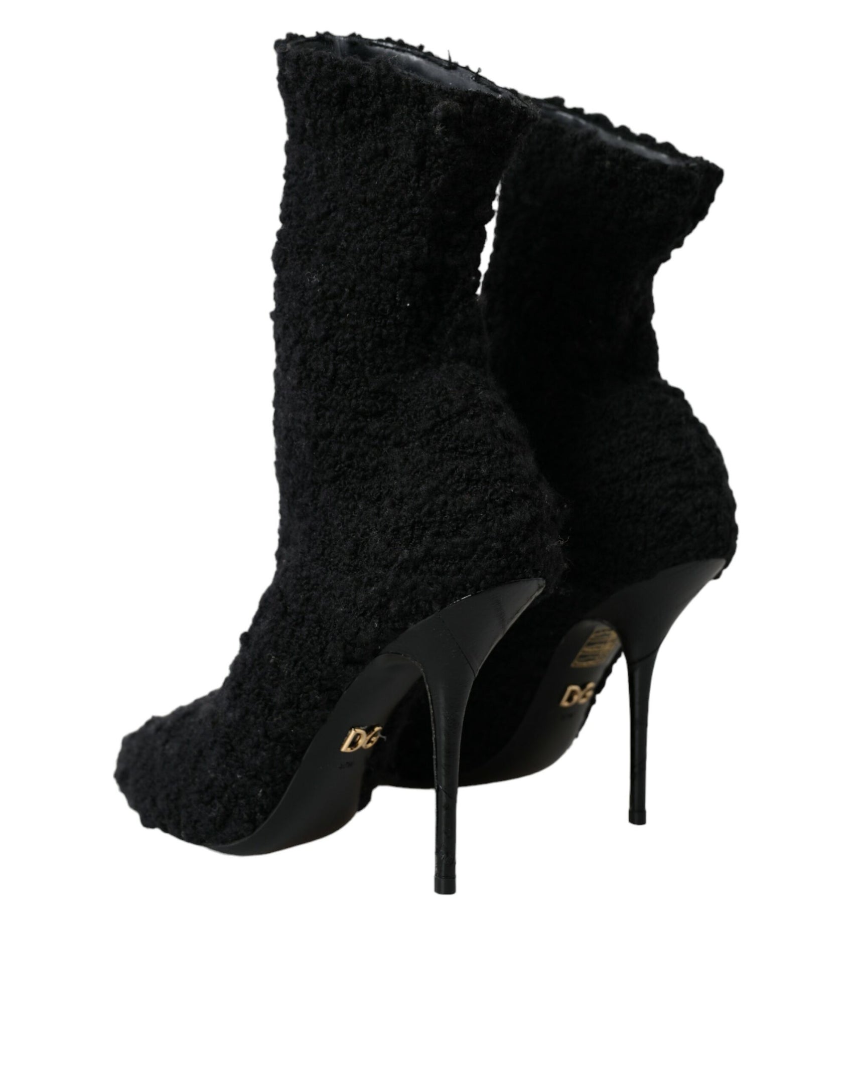 Schwarze Stiletto Heels Mid Calf Stiefel Schuhe