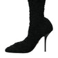 Black Stiletto Heels Mid Calf Boots Shoes