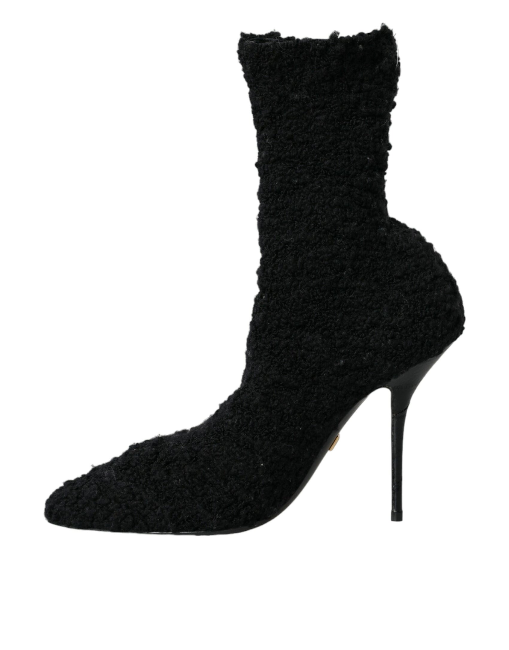 Schwarze Stiletto Heels Mid Calf Stiefel Schuhe