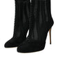 Black Mesh Stiletto Heels Ankle Boots Shoes