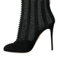 Black Mesh Stiletto Heels Ankle Boots Shoes