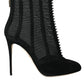 Black Mesh Stiletto Heels Ankle Boots Shoes