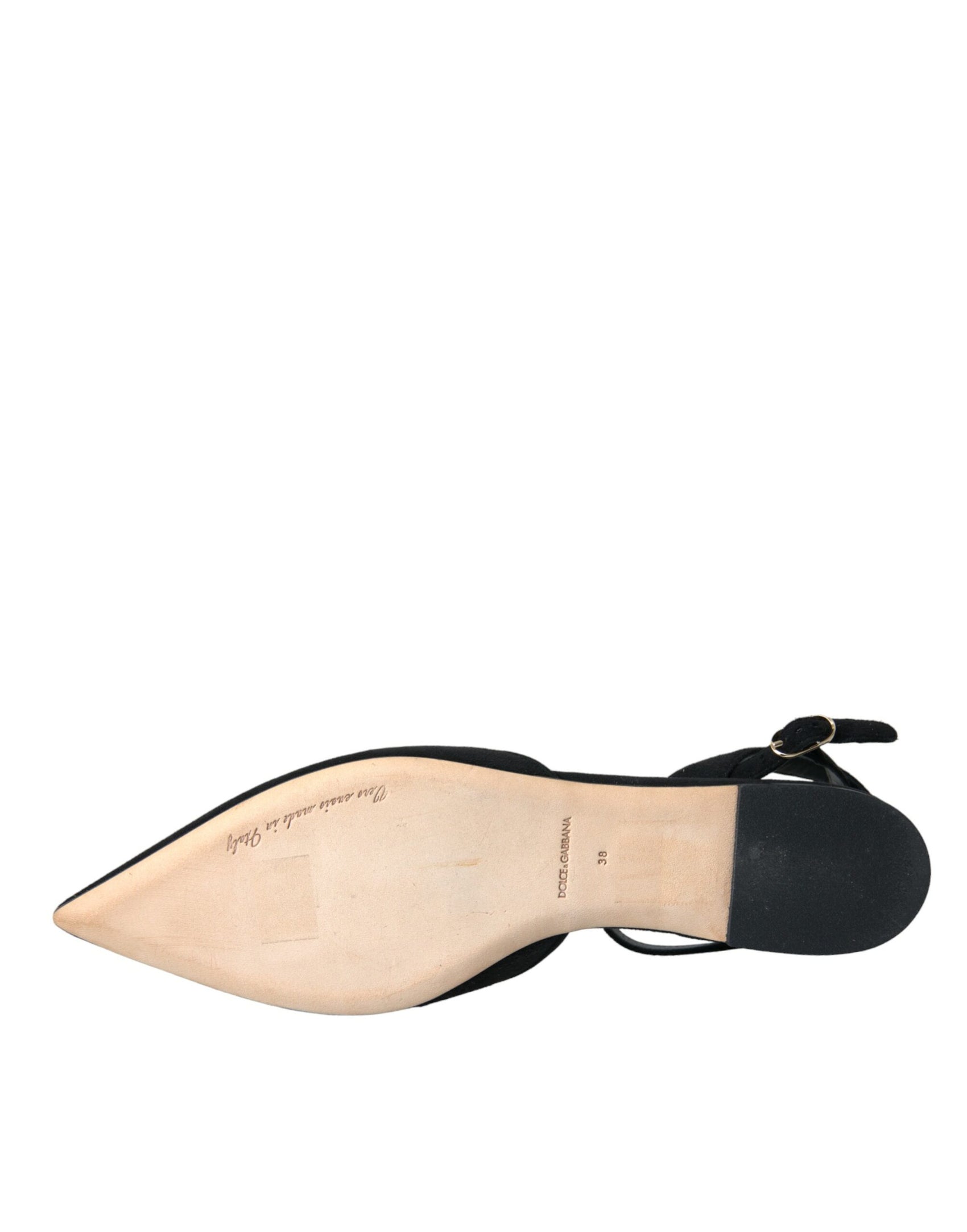 Schwarze Slingback-Sandalen aus Leder mit Kristallen