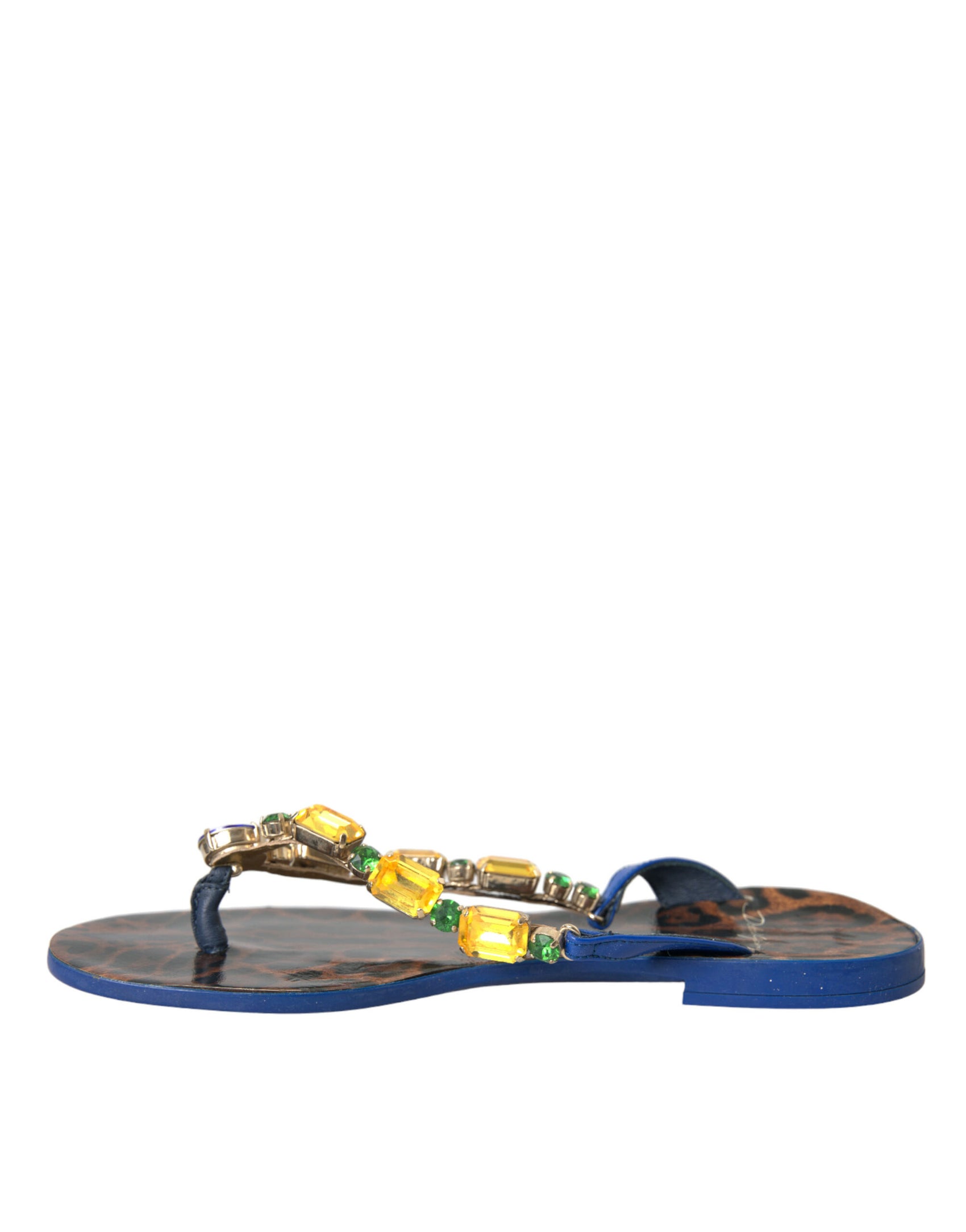 Blaue Strandschuhe aus kristallbesetztem Kalbsleder
