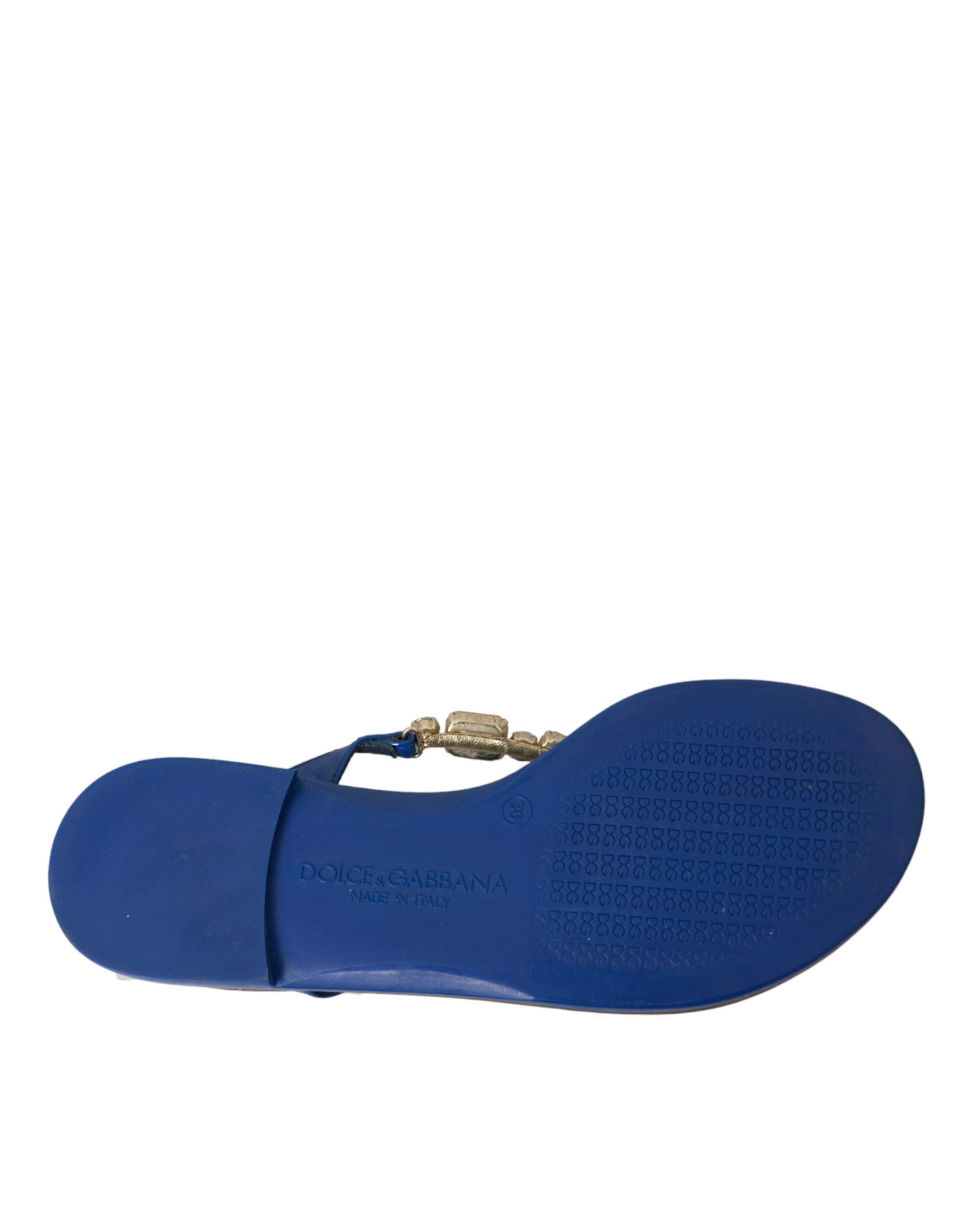 Blaue Strandschuhe aus kristallbesetztem Kalbsleder