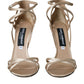 Beige Leather Strappy Heels Sandals Shoes