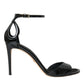 Black KEIRA Leather Heels Sandals Shoes