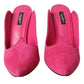 Fuchsia Suede Leather Mules Sandals Shoes