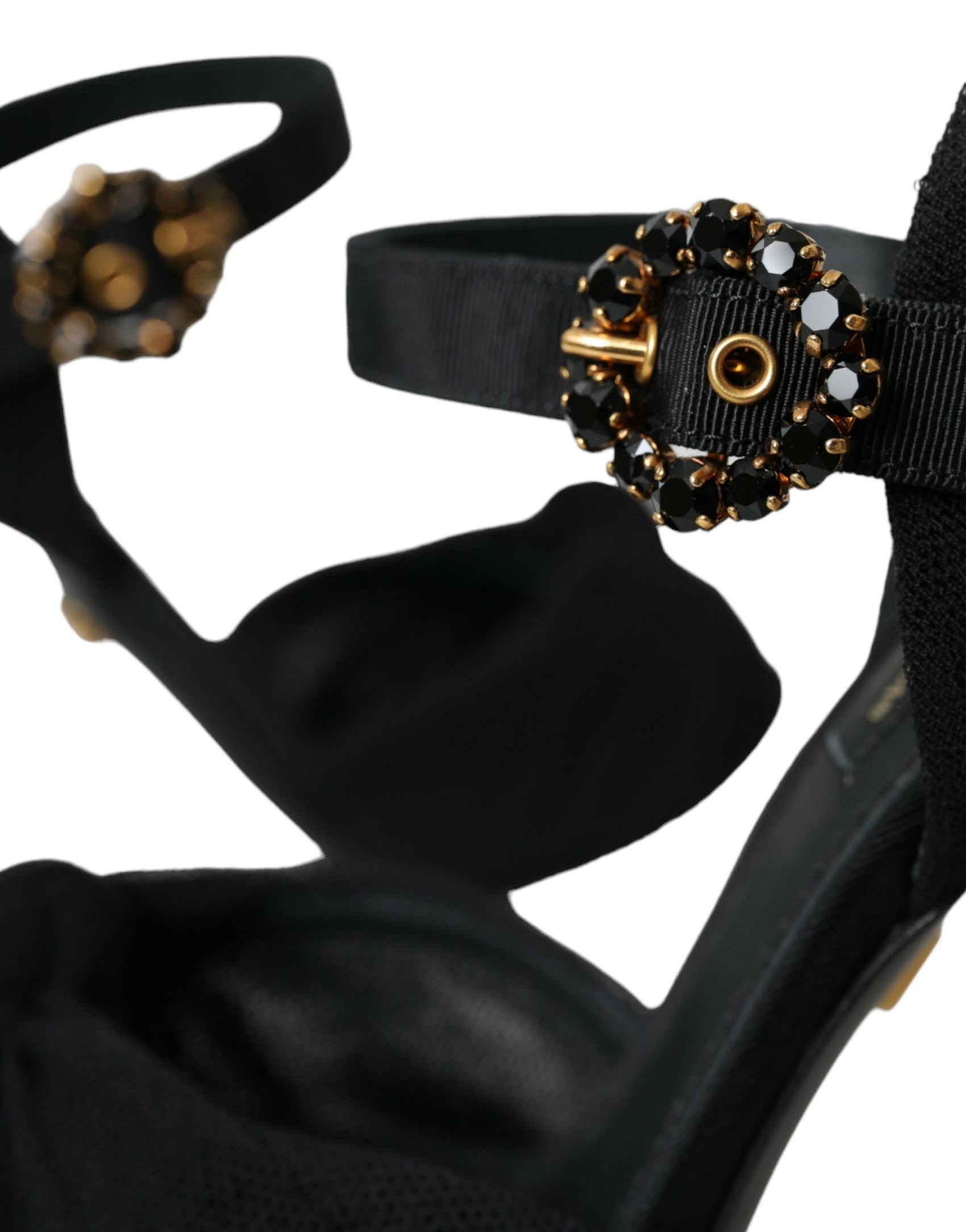 Schwarze Wildleder verziert Heels Sandalen Schuhe