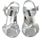 Silver Lambskin Leather Heels Sandals Shoes