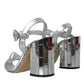 Silver Lambskin Leather Heels Sandals Shoes