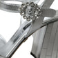 Silver Lambskin Leather Heels Sandals Shoes