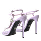 Purple Leather Logo Ankle Strap Heels Sandals Shoes