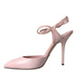 Pink Leather Ankle Strap Heels Pumps Shoes