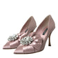 Pink Satin Crystal High Heels Pumps Shoes