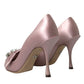 Pink Satin Crystal High Heels Pumps Shoes