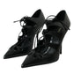 Black Python Leather Mary Jane Pumps Shoes