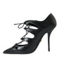 Black Python Leather Mary Jane Pumps Shoes