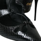 Black Python Leather Mary Jane Pumps Shoes