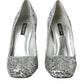 Silver Sequin Embellished Heels Pumps Shoes