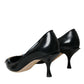 Black Leather BOOM Patch Heels Pumps Shoes