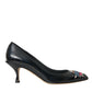 Black Leather BOOM Patch Heels Pumps Shoes