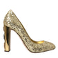 Gold Sequin Crystal Heels Pumps Shoes