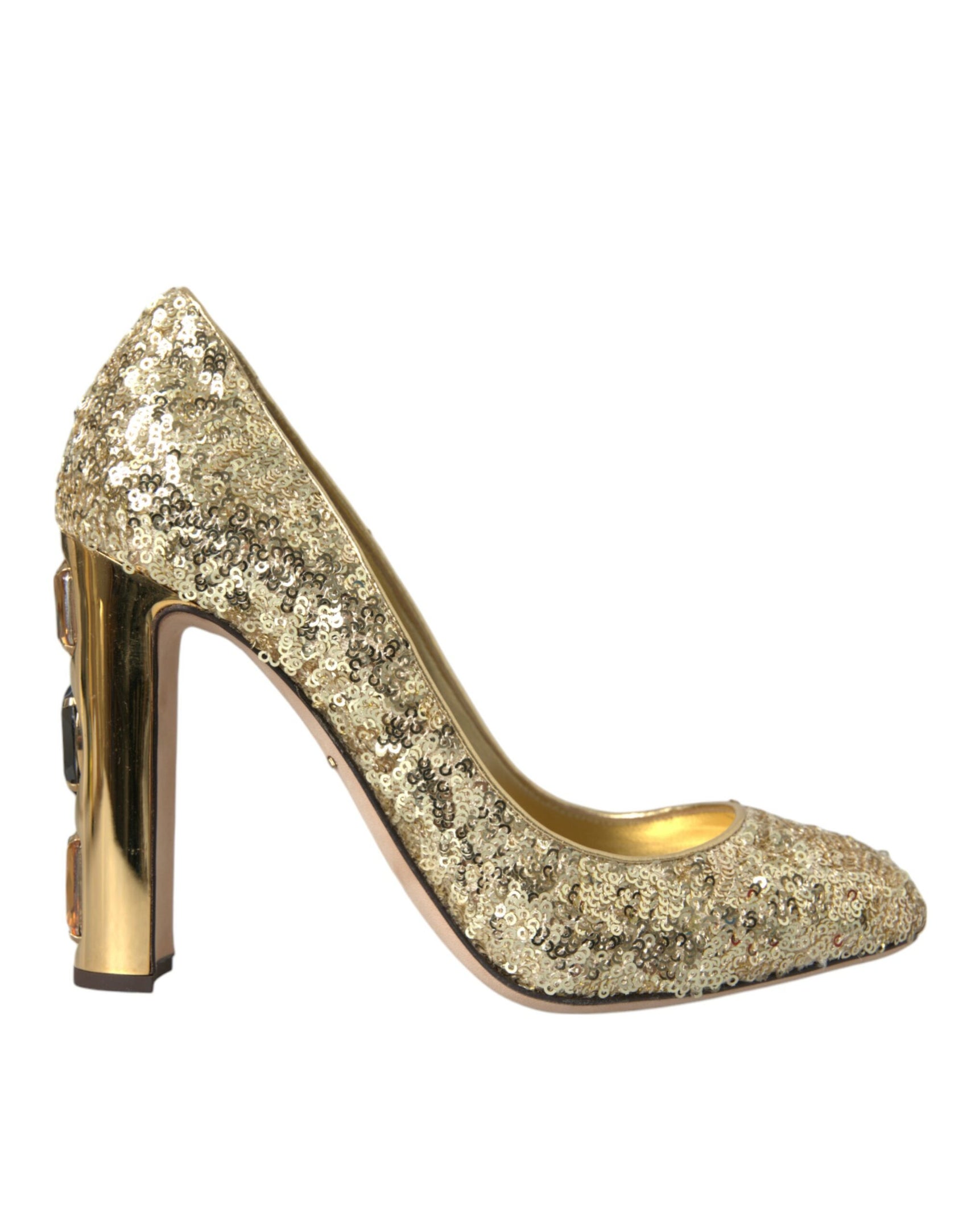 Gold Sequin Crystal Heels Pumps Shoes