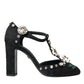 Black Lilies Crystal Heels Pumps Shoes