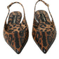 Brown Leopard Exotic Skin Slingback Shoes