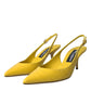 Yellow Leather Slingbacks Heels Shoes