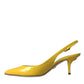 Yellow Leather Slingbacks Heels Shoes