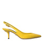 Yellow Leather Slingbacks Heels Shoes