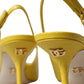 Yellow Leather Slingbacks Heels Shoes