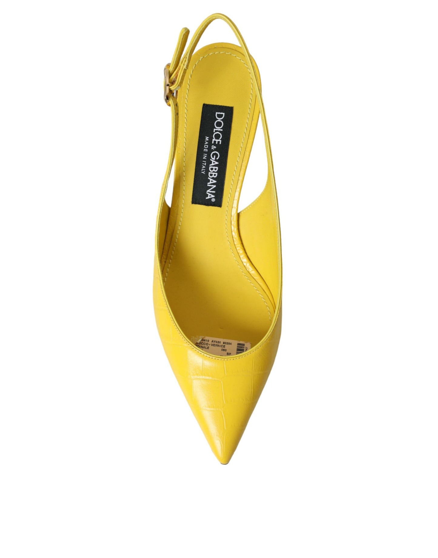 Yellow Leather Slingbacks Heels Shoes