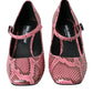 Pink Python Leather Mary Jane Heels Shoes