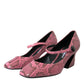 Pink Python Leather Mary Jane Heels Shoes