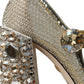 Gold Mesh Crystal Mary Jane Pumps Heels Shoes