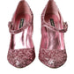 Pink Sequin Mary Jane Pumps High Heels Shoes