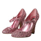 Pink Sequin Mary Jane Pumps High Heels Shoes