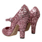 Pink Sequin Mary Jane Pumps High Heels Shoes