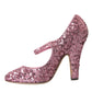 Pink Sequin Mary Jane Pumps High Heels Shoes