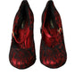 Red Black Floral Lace Mary Jane Pumps Shoes