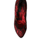 Red Black Floral Lace Mary Jane Pumps Shoes