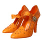 Orange CINDERELLA Floral Crystal Pumps Shoes